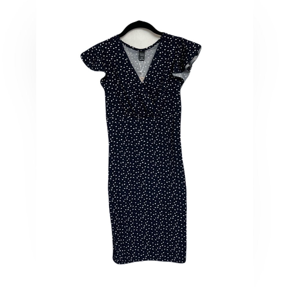 🆕 🖤 NWT EMERY ROSE Black & White Spot Flutter Sleeve Dress | Women’s XS